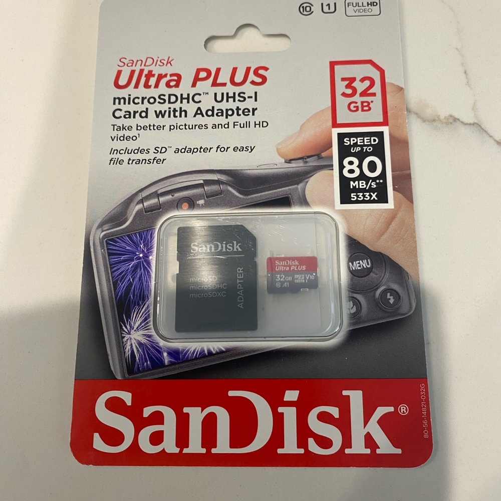 San disk micro SDHC UHS-1 card whit adapter 32 GB